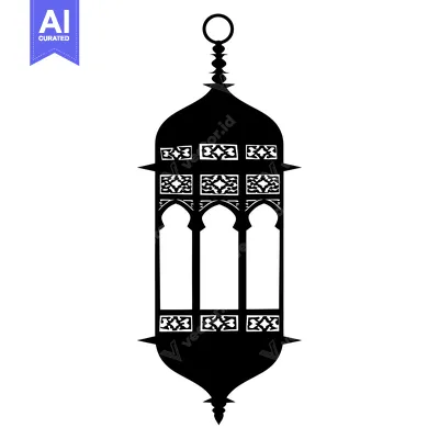 Aset desain premium: Ornate Black Silhouette of a Hanging Lantern