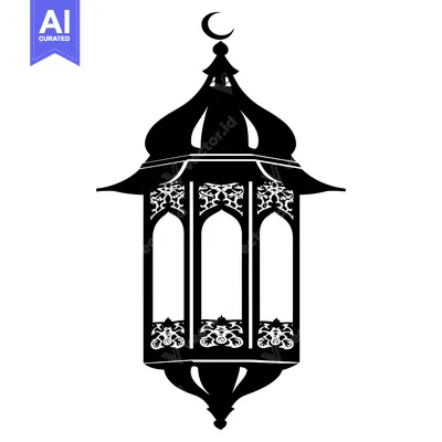 Popular premium asset: Ornate Black and White Islamic Lantern with a Crescent Moon