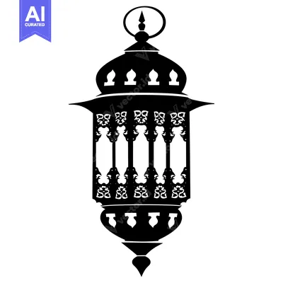 Ornate Black Silhouette of a Ramadan Lantern