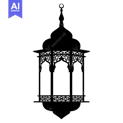 Aset premium populer: Ornate Silhouette of an Islamic Lantern