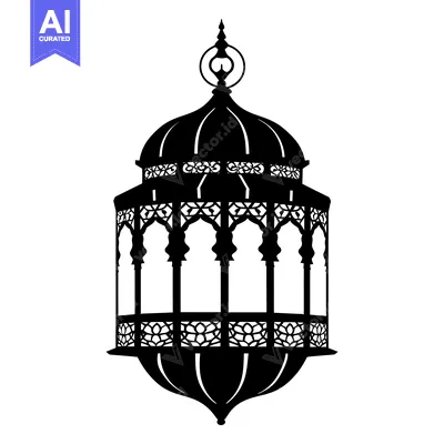 Ornate Black Silhouette of a Moroccan Lantern