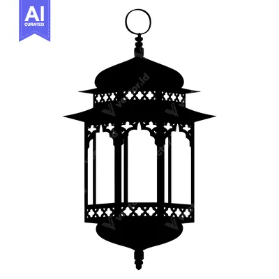 Aset desain premium: Ornate Black Silhouette of a Hanging Lantern