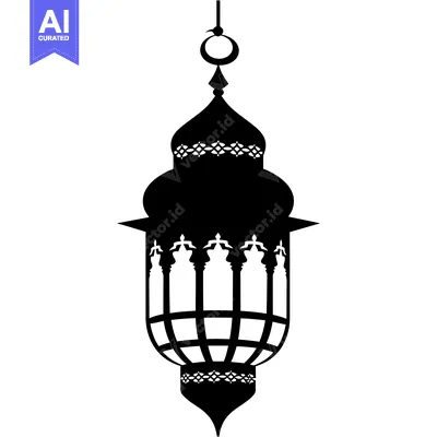 Ornate Hanging Lantern with Crescent Moon Top
