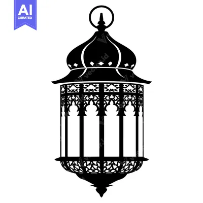 Aset desain premium: Ornate Black Silhouette of an Islamic Lantern