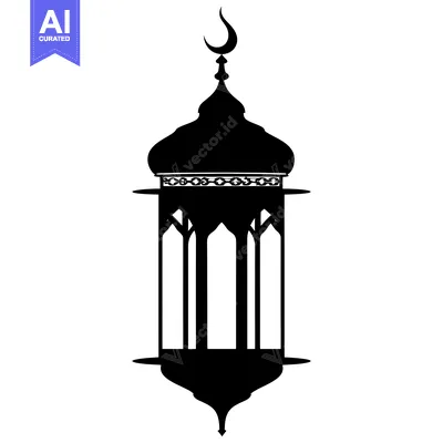 Popular premium asset: Black and White Silhouette of a Traditional Islamic Lantern with a Cre