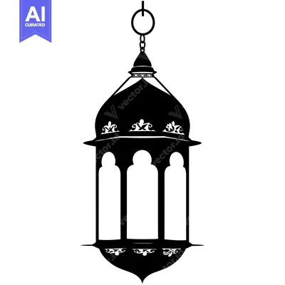 Aset premium populer: Black and White Silhouette of an Ornate Hanging Lantern