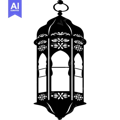 Ornate Black and White Silhouette of a Hanging Lantern
