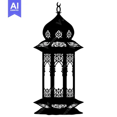 Aset premium populer: Ornate Islamic Lantern with Crescent Moon Top