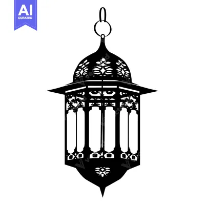 Aset desain premium: Ornamental Hanging Lantern with Intricate Design