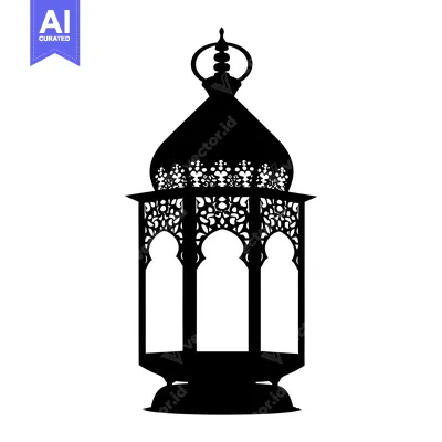 Aset desain premium: Ornate Silhouette of a Traditional Islamic Lantern