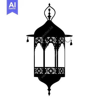 Premium design asset: Ornate Black Silhouette of a Hanging Lantern