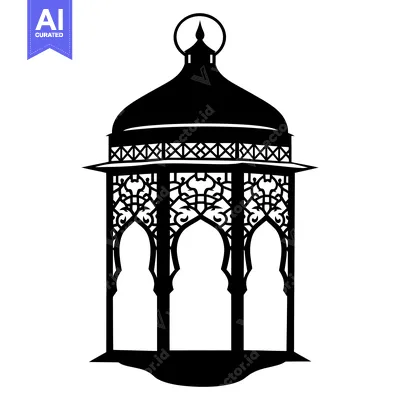 Ornate Black and White Silhouette of a Lantern