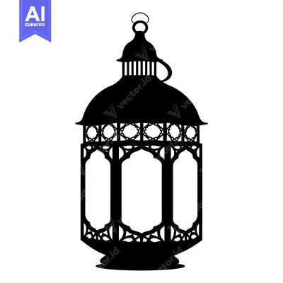 Ornate Black and White Silhouette of a Hanging Lantern