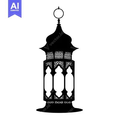 Ornate Black Silhouette of an Islamic Lantern