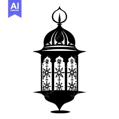Ornate Black and White Islamic Lantern with Intricate Designs