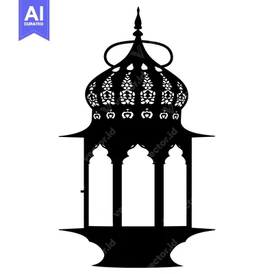 Ornate Black and White Silhouette of a Moroccan Lantern