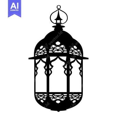 Ornamental Black and White Hanging Lantern Silhouette