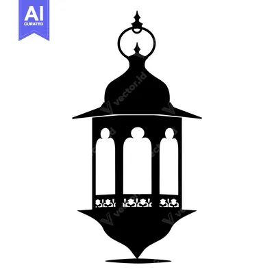 Black and White Silhouette of an Ornate Lantern