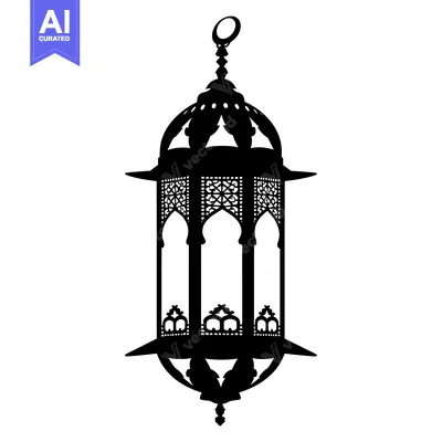 Ornate Black Silhouette of a Hanging Islamic Lantern
