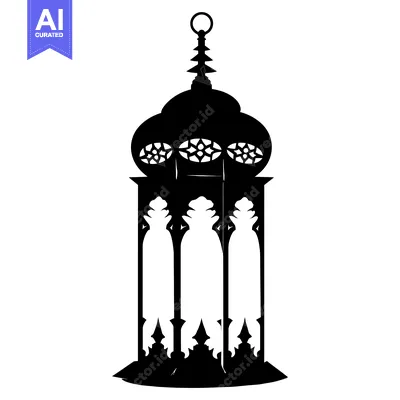 Aset desain premium: Ornate Silhouette of a Traditional Lantern