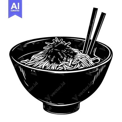 Aset premium populer: A Bowl of Noodles with Chopsticks