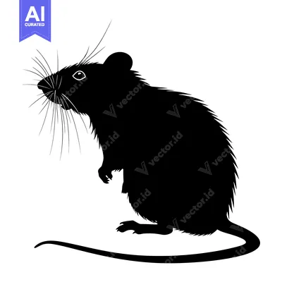 Popular premium asset: Black Silhouette of a Standing Mouse with Long Whiskers