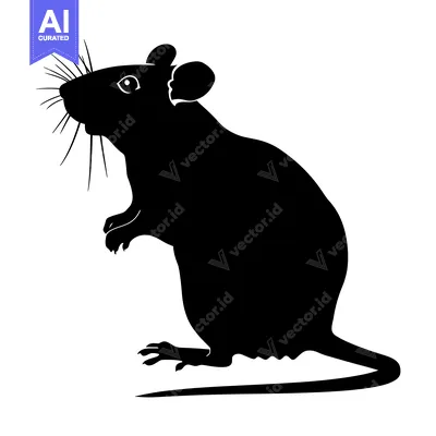 Aset desain premium: Black Silhouette of a Rat Standing on Its Hind Legs