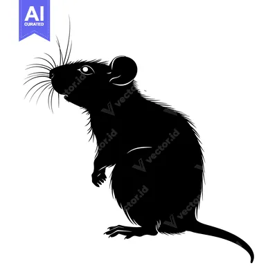 Aset premium populer: Black Silhouette of a Standing Rat with a Long Tail