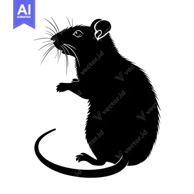 Premium design asset: Black and White Silhouette of a Standing Rat