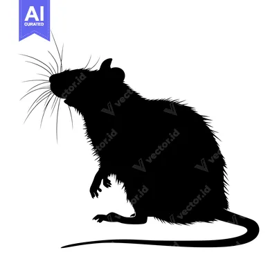 Popular premium asset: Black silhouette of a rat with long whiskers and a curled tail.