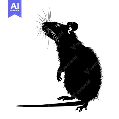 Popular premium asset: Black and White Silhouette of a Standing Rat