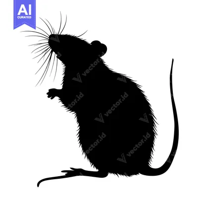 Aset premium populer: Black and White Silhouette of a Mouse Standing on Hind Legs