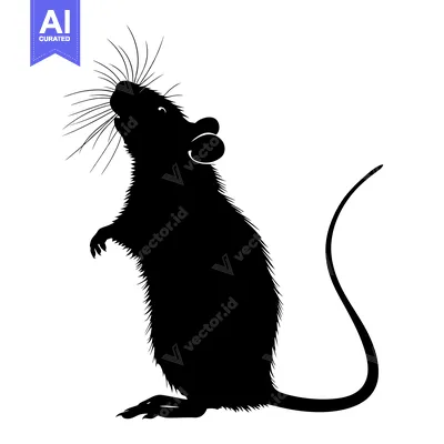 Aset premium populer: Black Silhouette of a Mouse Standing on Hind Legs