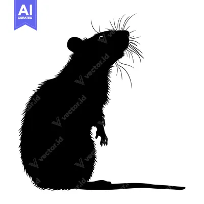 Popular premium asset: Black silhouette of a rat standing on its hind legs