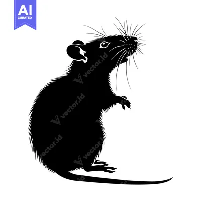 Aset premium populer: Black and White Silhouette of a Rat Standing Tall