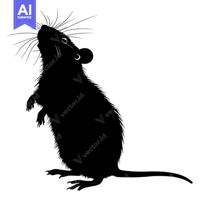 Aset premium populer: Black and white silhouette of a rat standing on its hind legs