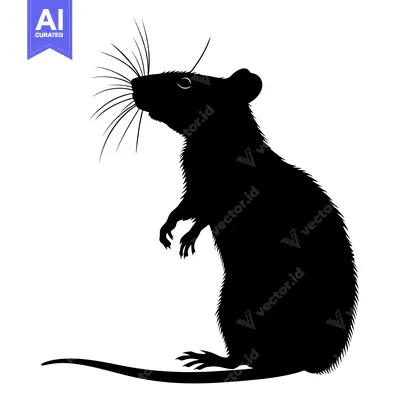 Aset premium populer: Black Silhouette of a Rat Standing on Hind Legs
