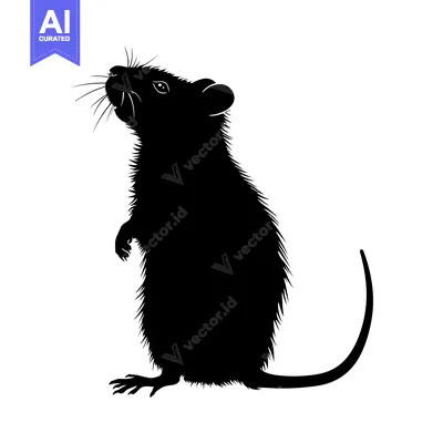 Aset premium populer: Black and White Silhouette of a Rat Standing on Hind Legs