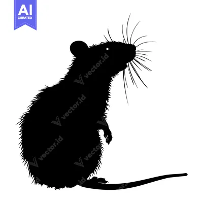 Black Silhouette of a Rat with Whiskers
