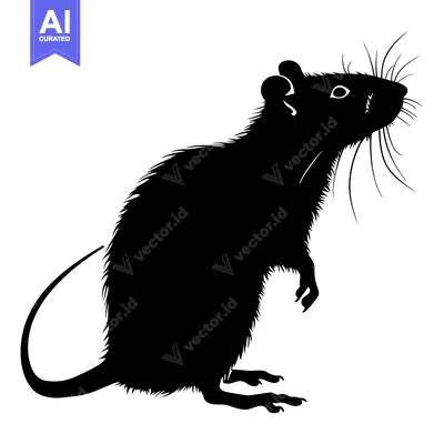 Black and White Silhouette of a Standing Rat