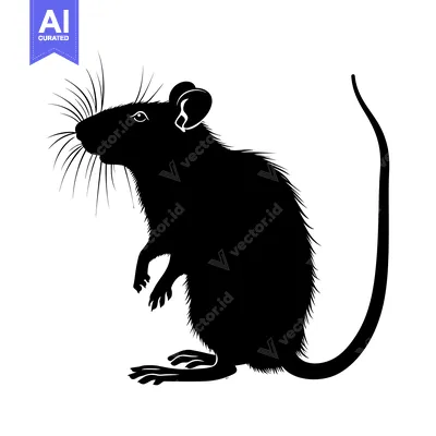 Premium design asset: Black and White Silhouette of a Rat Standing on Its Hind Legs