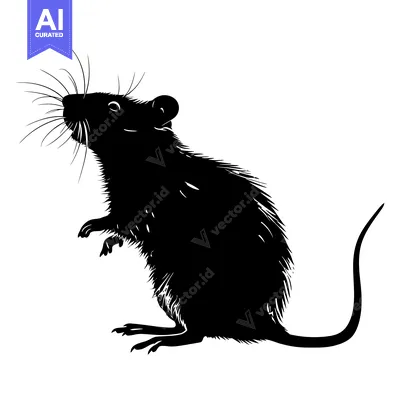 Popular premium asset: Black and White Silhouette of a Rat Standing on Hind Legs