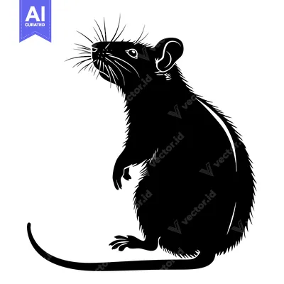 Black and White Silhouette of a Rat Standing on Its Hind Legs