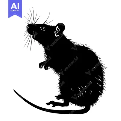 Aset premium populer: Black and white silhouette of a rat standing on its hind legs