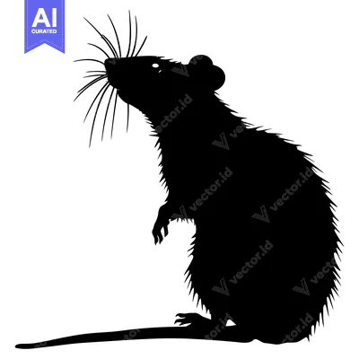 Aset premium populer: Black Silhouette of a Rat Standing on Hind Legs