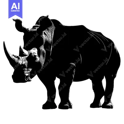 Aset premium populer: Black and White Silhouette of a Rhinoceros