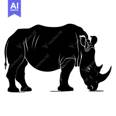 Popular premium asset: Black Silhouette of a Rhino with a Single Horn
