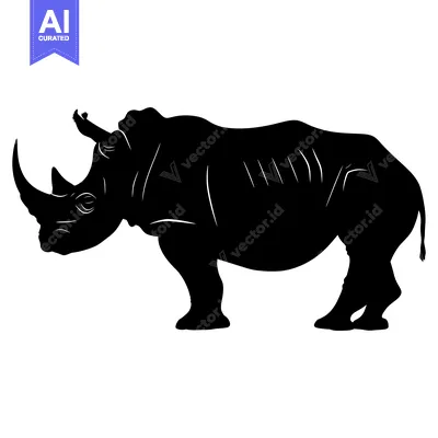 Aset desain premium: Black Silhouette of a Standing Rhinoceros