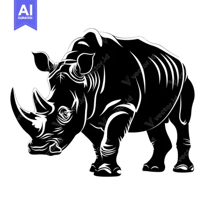Popular premium asset: Black and White Silhouette of a Rhinoceros