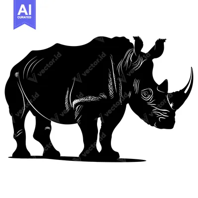 Aset premium populer: A Black and White Silhouette of a Rhinoceros